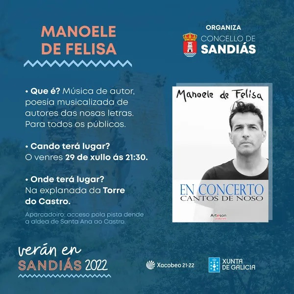 A poesía musicalizada de Manoele de Felisa chega a Sandiás