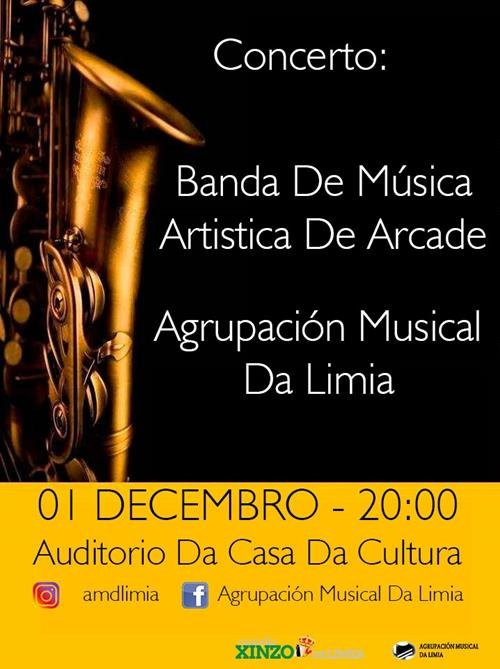 A Banda de Música Artística de Arcade e a Agrupación Musical da Limia, xuntas en concerto
