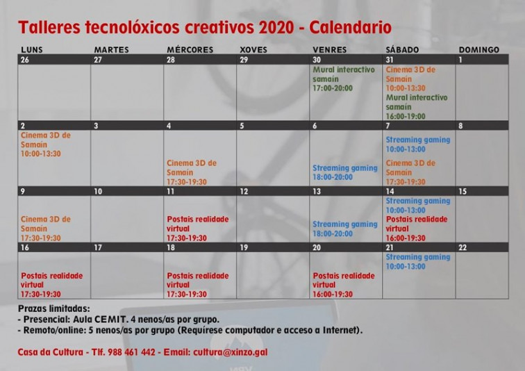 O venres 30 comezan os Talleres  Tecnolóxicos Creativos 2020