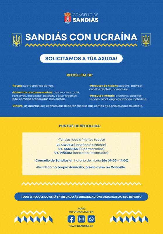 Sandiás lanza unha campaña de axuda a Ucraína