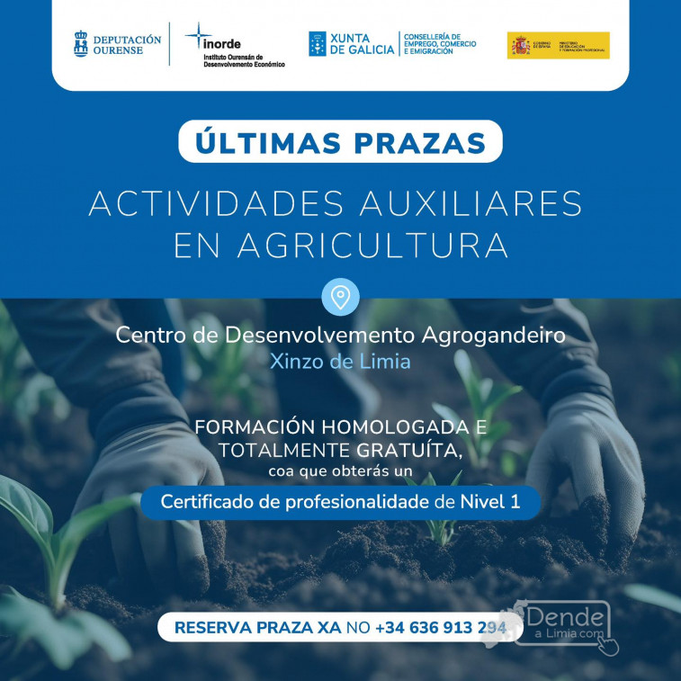 Quedan 2 prazas dispoñibles para o curso Actividades Auxiliares de Agricultura