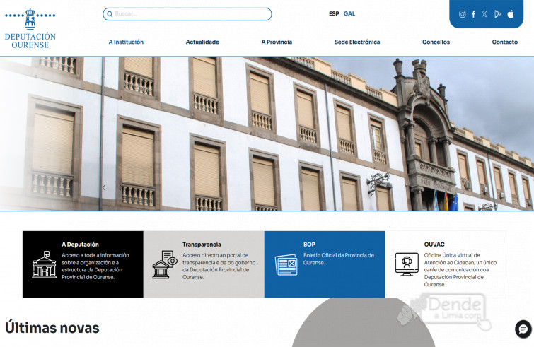 Nova web para a Deputación de Ourense
