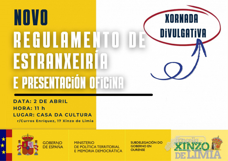 Xinzo de Limia acollerá unha xornada divulgativa sobre o novo Regulamento de Estranxeiría