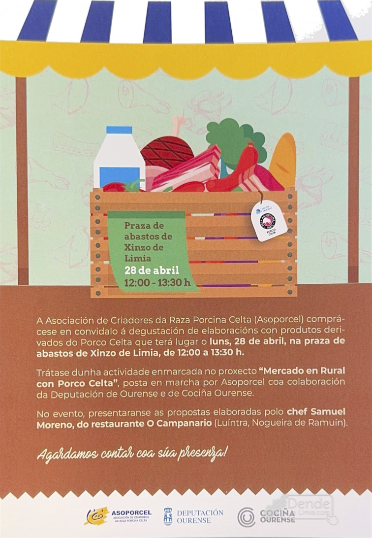 ​Degustación de Porco Celta na praza de abastos de Xinzo