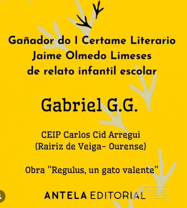 Gabriel G.G , alumno do CEIP Carlos Cid Arregui, gañador do I Certame de Relato Curto