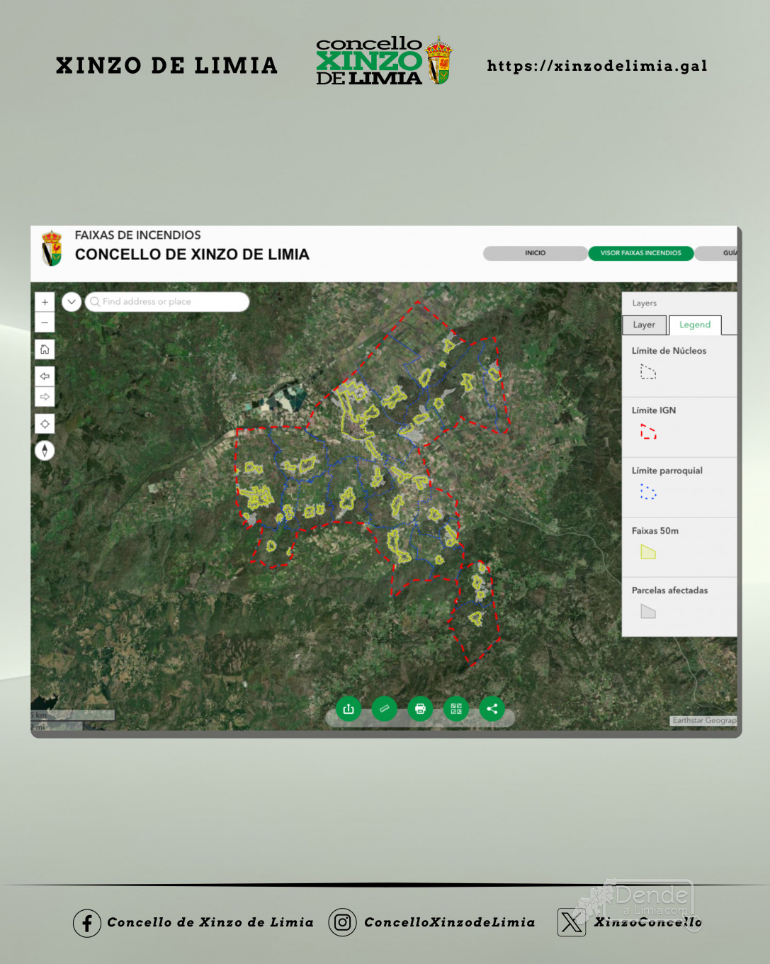 ​O Concello de Xinzo pon a disposición da veciñanza un visor cartográfico das franxas de protección contra incendios