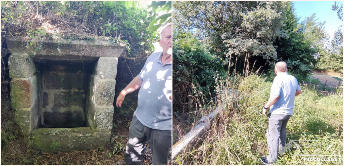 De esquerda a dereita, a fonte e o lavadeiro, ao final do lavadeiro atopase a fonte