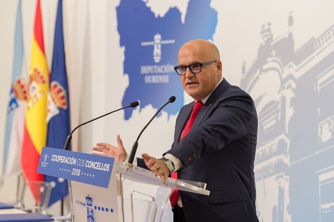 Manuel Baltar durante a súa intervención no acto de sinatura dos convenios de Cooperación cos concellos