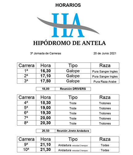 HORARIOS 20-6-2021